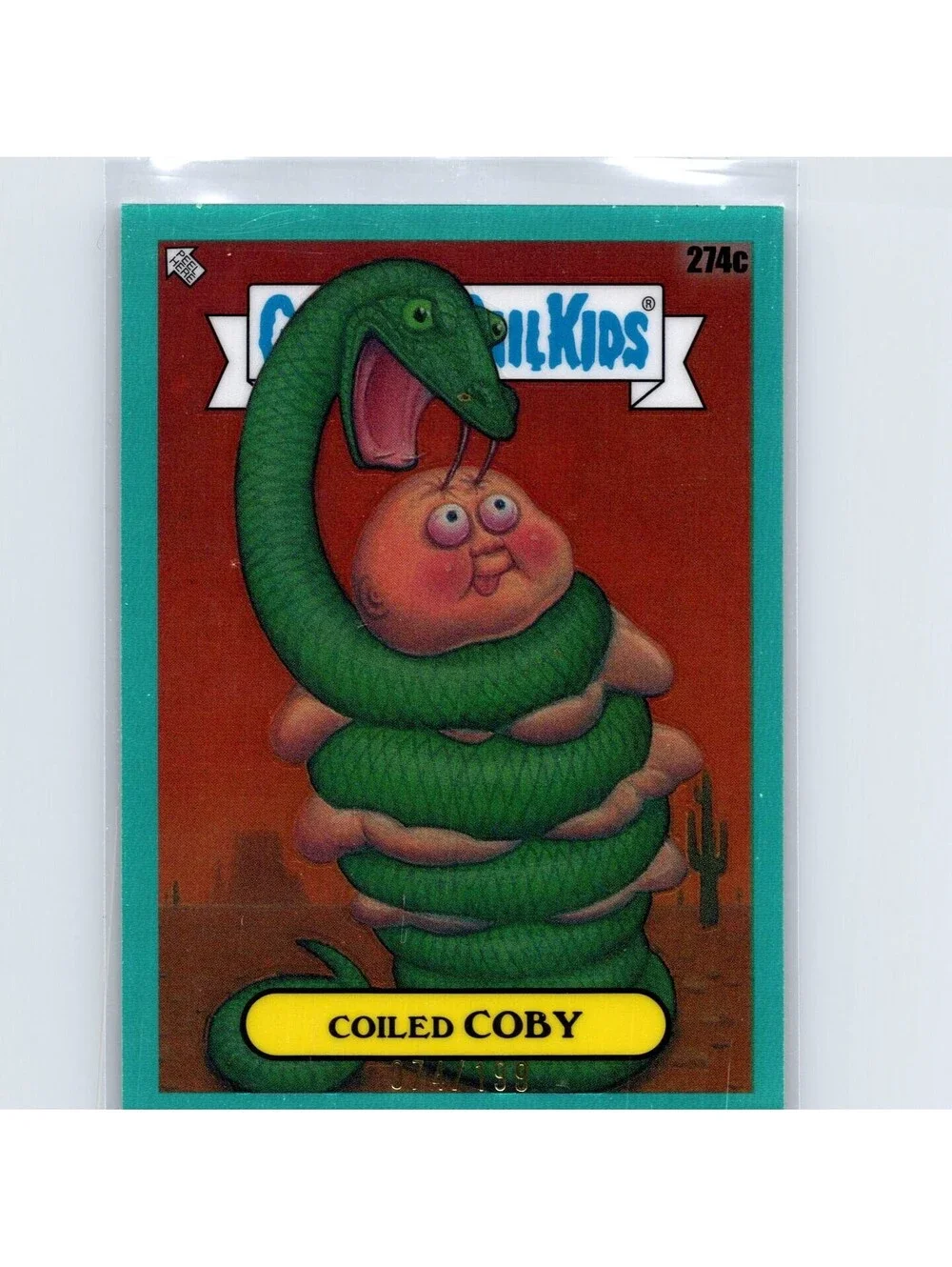 2024 Topps Chrome Garbage Pail Kids Series 7 Coiled Coby #274c C-Name Aqua /199